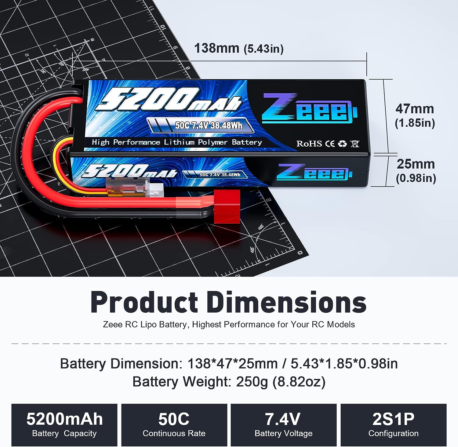 Zeee 5200MAh RC Pin Lipo 7.4V  - đánh giá và giá Rc Helicopter Parts